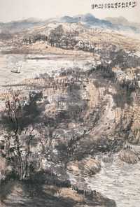 崔如琢 2004年作 江山平远入新秋 镜心